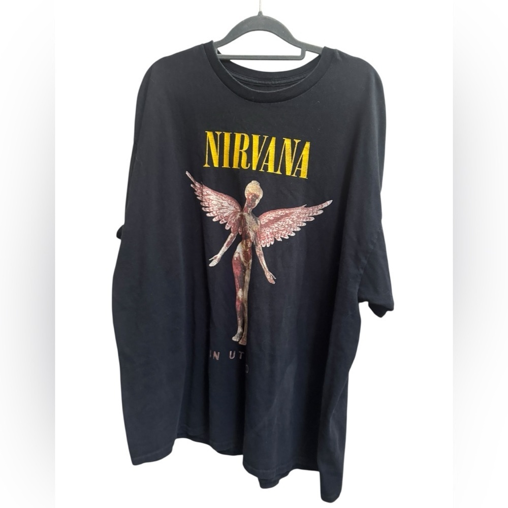 NIRVANA IN UTERO Relaxed Graphic Tee Unisex LG Music Band T-shirt Black